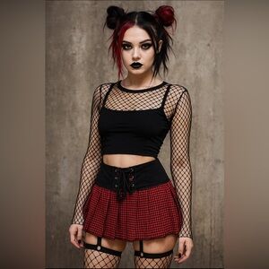 Tripp NYC Y2K Red and Black Gingham Pleated Punk Scene Mini Skirt